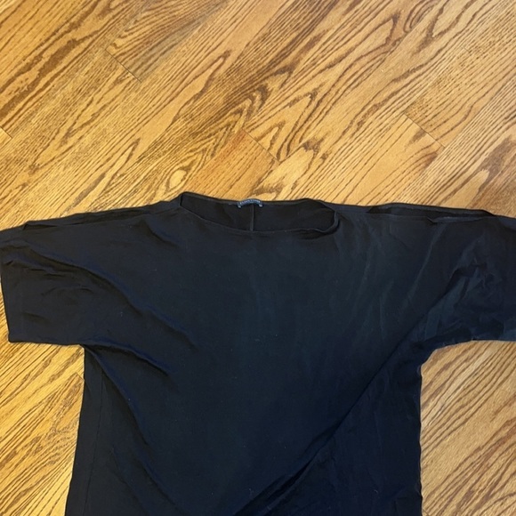 Eileen Fisher Woman’s Black T-Shirt Dress With Cut Out Shoulders - Picture 2 of 6